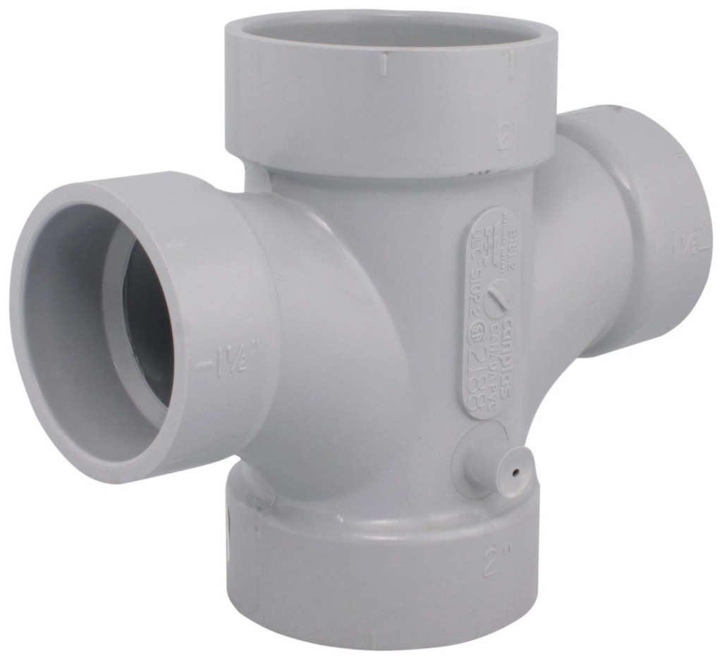 2"x1 1/2" PVC DWV DOUBLE SAN TEE HxHxHxH SYSTEM 15