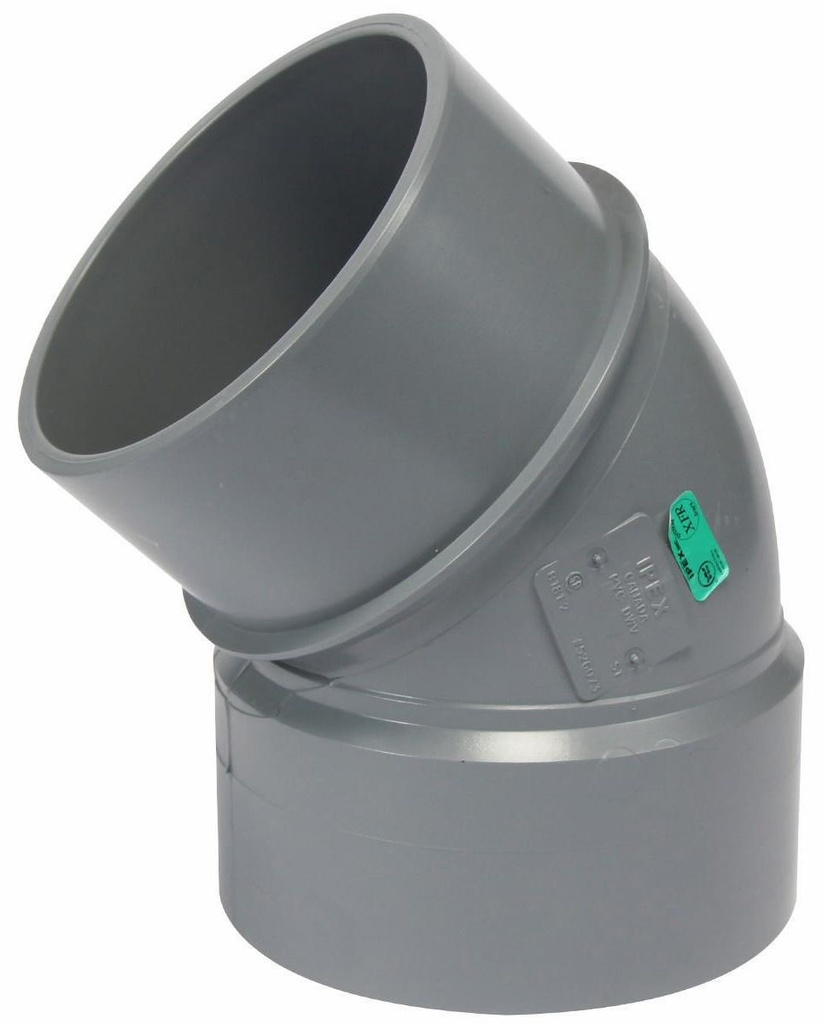 6"x45D PVC DWV ELBOW SPxH SYSTEM XFR