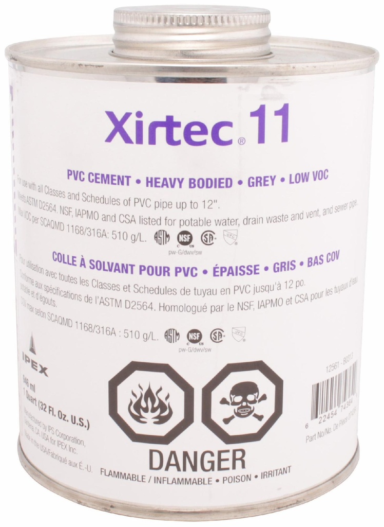 946ml Xirtec 11 CSA PVC Cement Grey