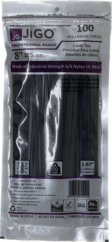 7.5" 50 lb Cable Tie - Natural