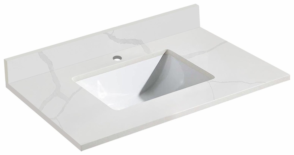 Calcutta Quartz Counter Top with Undermount Sink