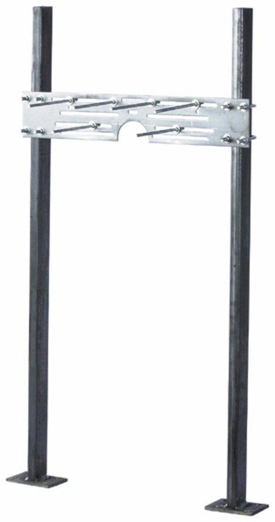 Urinal Carrier, Plate-Type, Floor Mounted, Stl Offset Uprights/Welded Feet, Univ. Stl Hanger Support Plate, Integral Mting Brackets, Plated Hardware