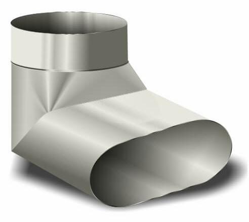 6" Round to 6" Oval (3 x 7-3/4) Right Angle Boot