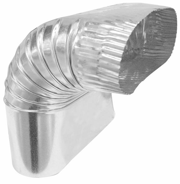 6" Oval (3" x 7-3/4") 90 Degree Elbow Short Way