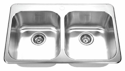 [4421015] 1-Hole 2 Bowl Drop-In Sink 7" Deep