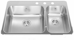 [4403120] Steel Queen 31-1/4" 3-Hole 1.5 Bowl Drop-In Kitchen Sink