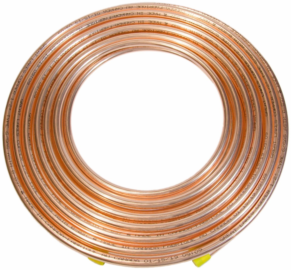 50  COIL 3/8 OD BARE COP G/GAS TUBE