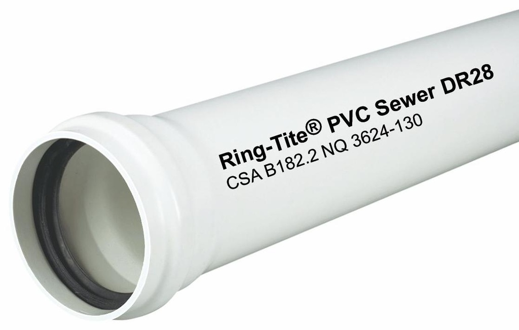 4"x13' PVC DR28 PIPE GSKT WHITE RING-TITE