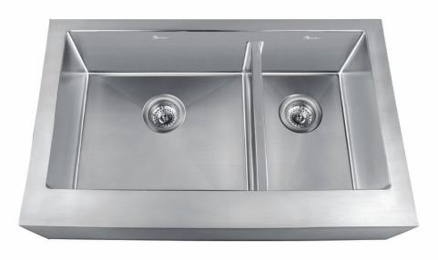 1-3/4 Bowl Flat Apron Front Sink with Low Divide