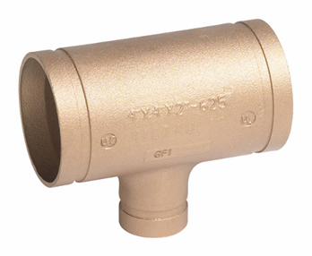 4" x 2" Grooved Wrot Copper Reducing Tee No. 625