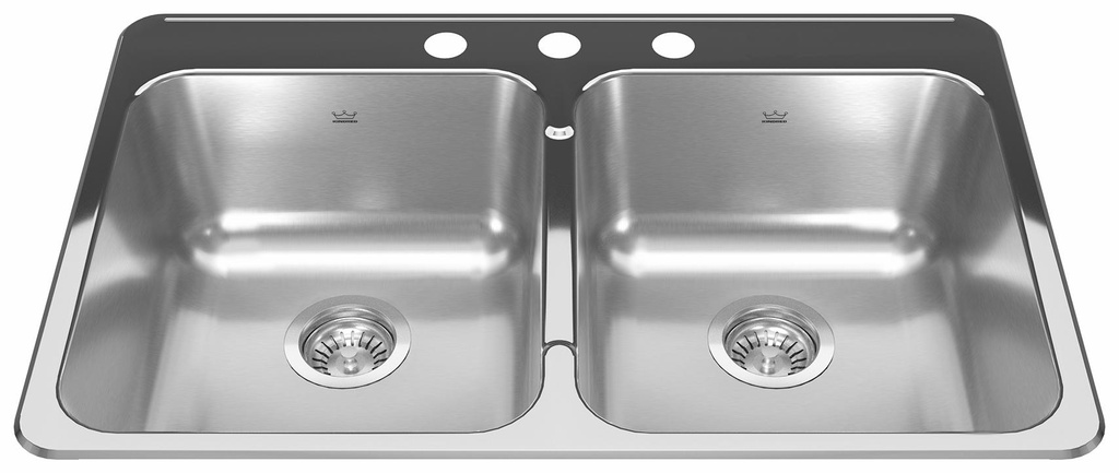 Reginox 31-1/4" 3-Hole 2 Bowl Drop-In Kitchen Sink