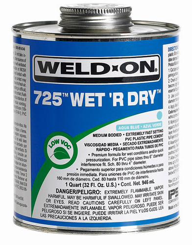 3.785 725 Wet 'R Dry PVC Cement Aqua Blue