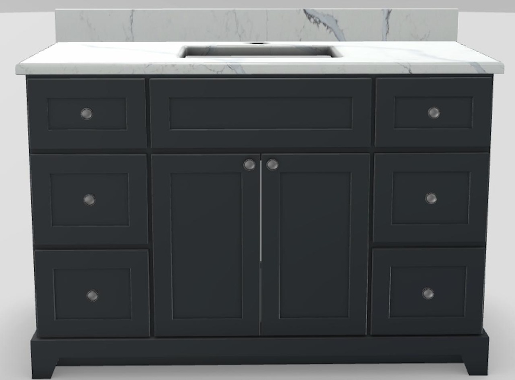 48" Standard Vanity Modern Shaker with Modern Knob Handles and 1-Hole Quartz Top