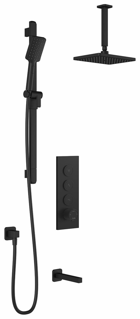 SquareOne TB3 Thermostatic Push-Button Shower System with Vertical Ceiling Arm (Less Valve)