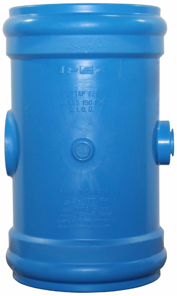 6"x2" PVC TAPPED COUPLING CIOD DR18 BxBxAWWA BLUE BRUTE