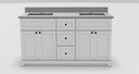 60" Double Sink Standard Vanity Modern Shaker with Prestige Knobs and 1-Hole Quartz Top