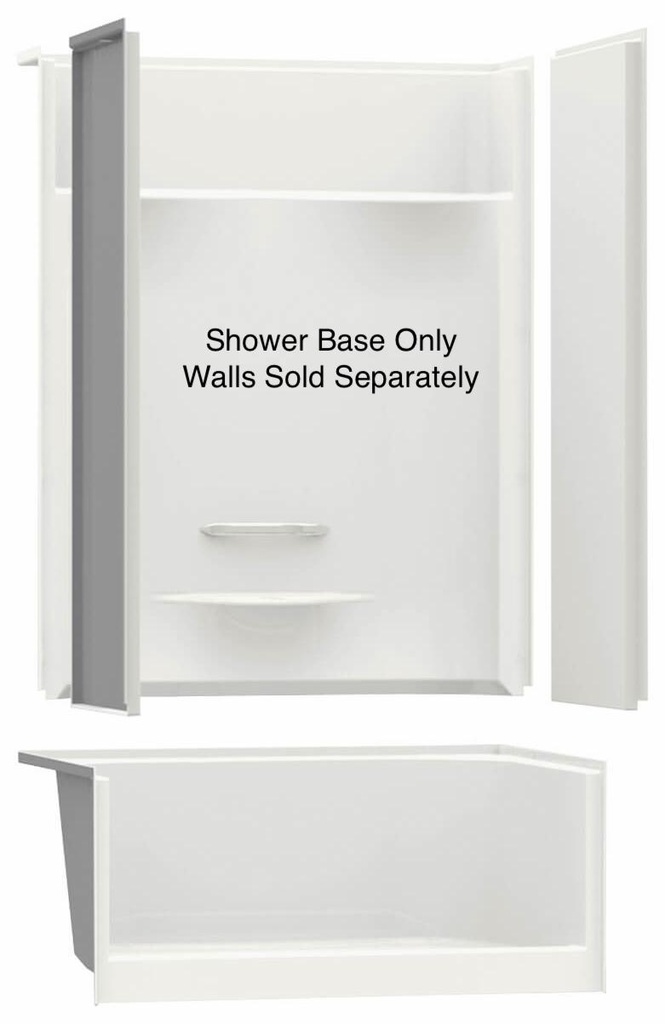 KDS 3448 AFR Center Drain Pinned Shower Base with LH Seat