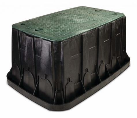 21 x 34 x 18 Maxi Jumbo Black Valve Box with Green Lid and 2 Locks