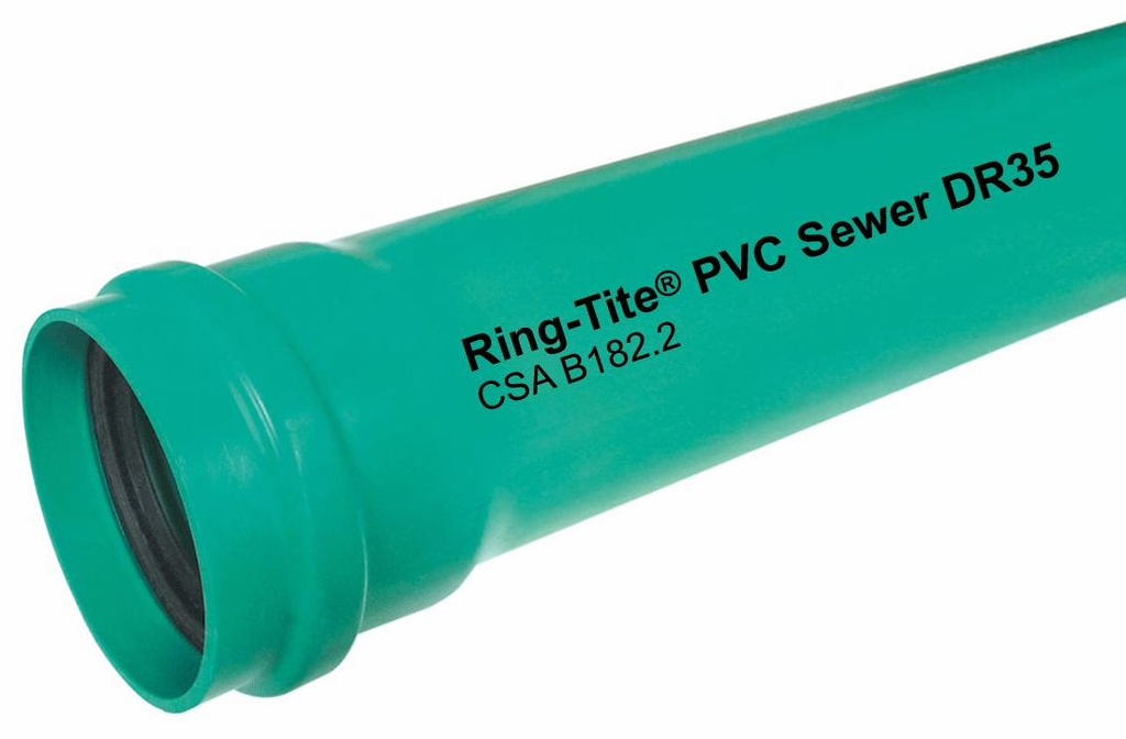 6"x6' 6" PVC DR35 PIPE GSKT GREEN RING-TITE