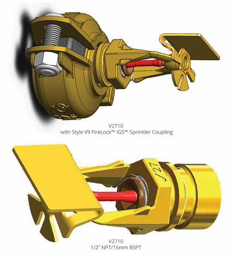 1/2" Quick Response 286F K5.6 Horizontal Sidewall Sprinker Head Brass FireLock V2710