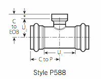 3/4" Vic-Press PxPxF Tee 304 Stainless Style P588