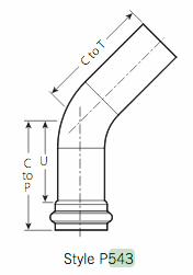 3/4" Vic-Press 45 Street Elbow 304 Stainless Style P543