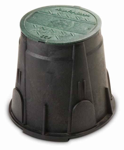 7 Round Black Valve Box with Green Lid