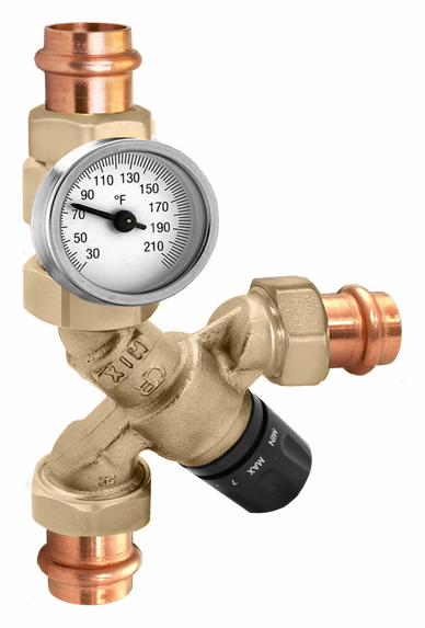 AngleMix 3- Way Mixing valve 3/4" Press with Check,Gaug