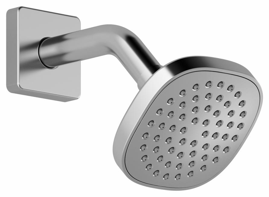 Sobrio 4" Shower Head and Wall Arm and Square Flange
