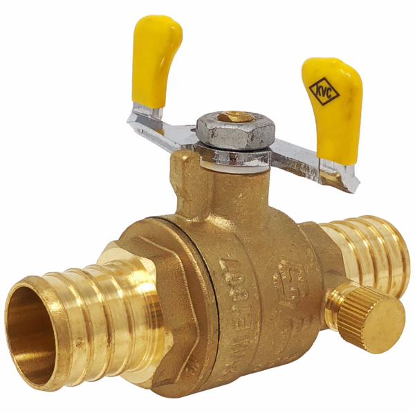 1/2 PEX LF WING BALL VALVE W/DRAIN