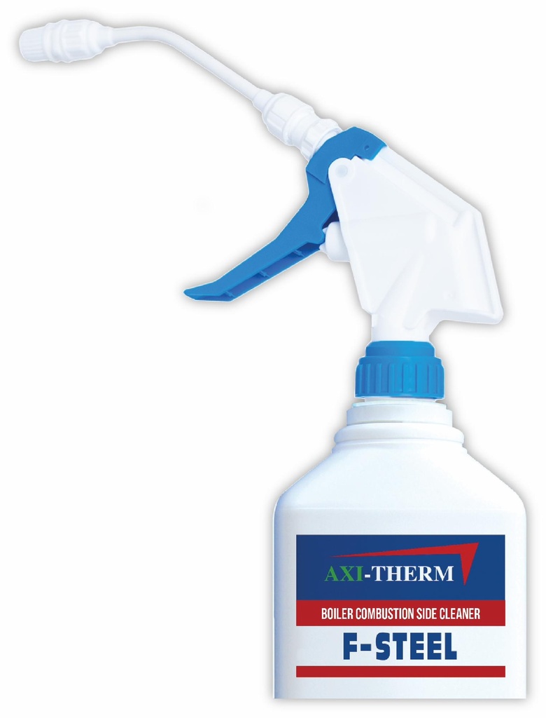 Clean F-Steel 1L (33.8 oz) bottle c/w extender spray nozzle. For use on Condensing Stainless Steel Heat Exchangers