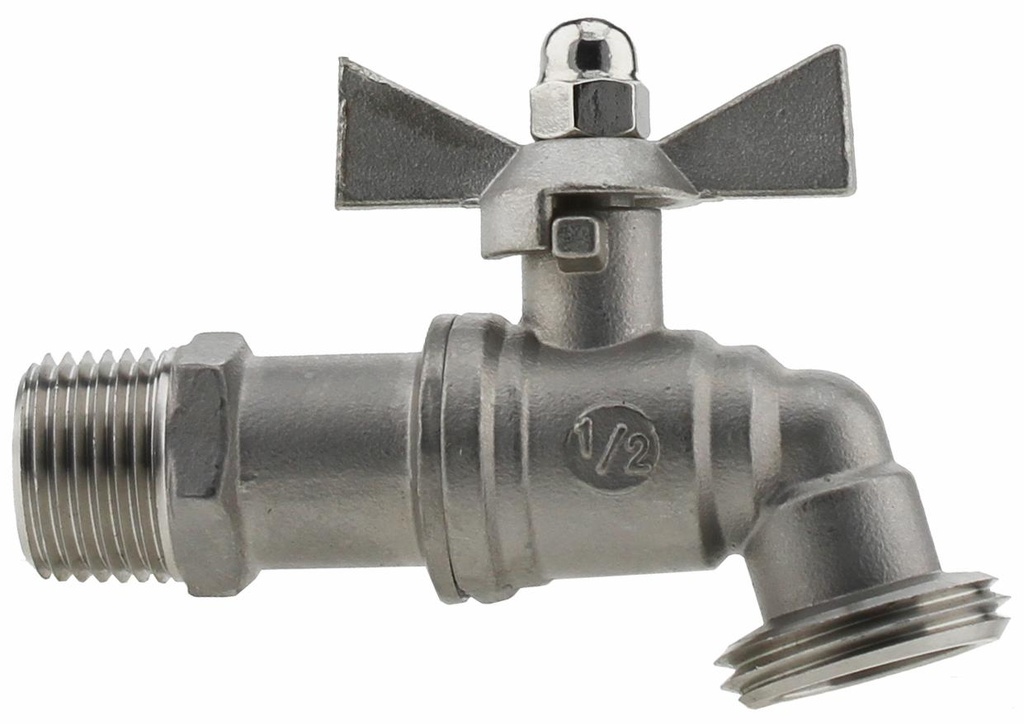 SSHB52-05 - '1/2" Mpt 1/4 Turn Hose Bibb - 304 Series S.S. (Ball Type)'