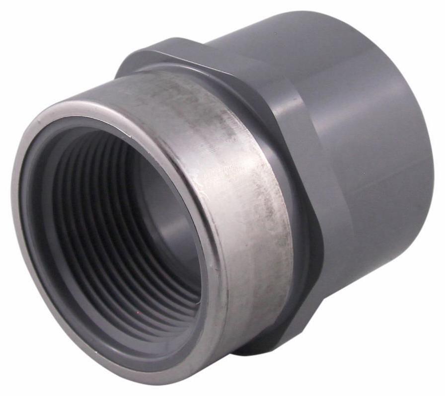 1 1/4" CPVC SCH80 FEMALE ADPT SOCxFPT SS REINFORCED