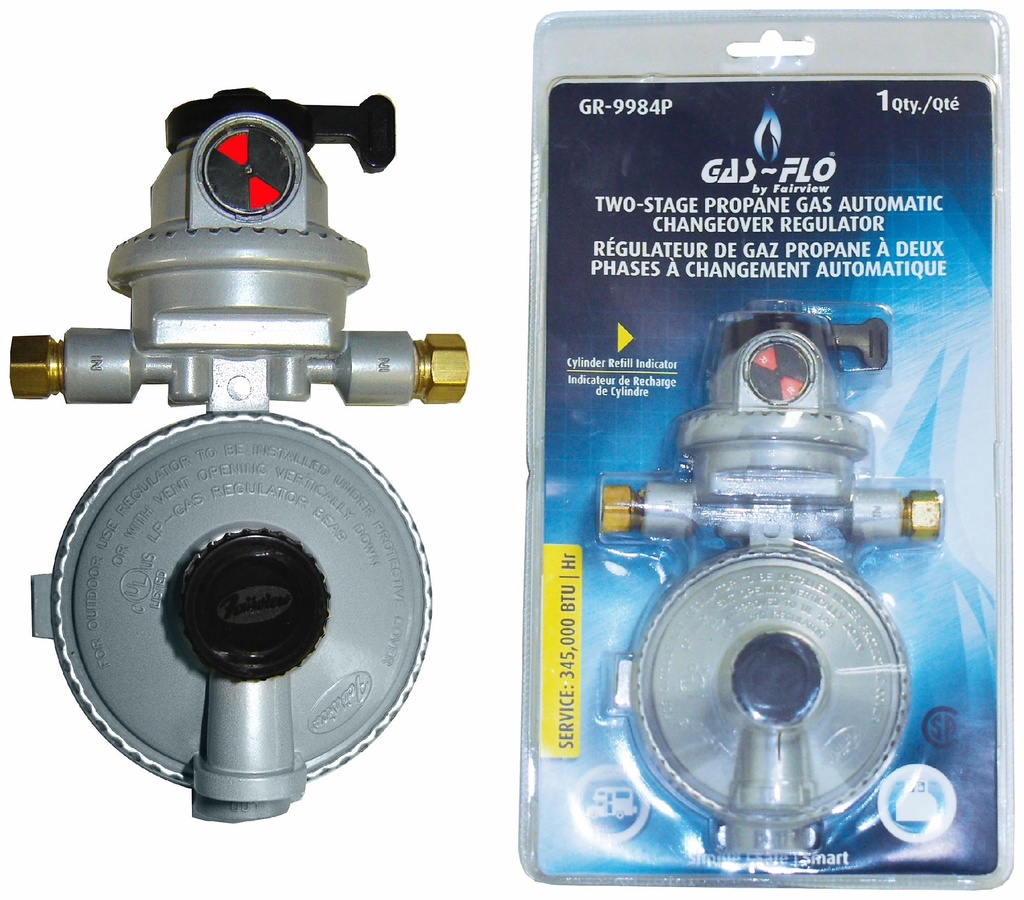 1/4" Inv Flare x 3/8" FPT LPG Auto Changeover Regulator 250psi - 11 WC