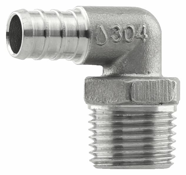 SSPEX-ME05 - '1/2" MPT 304SS Crimp PEX Male Elbow - F1807'