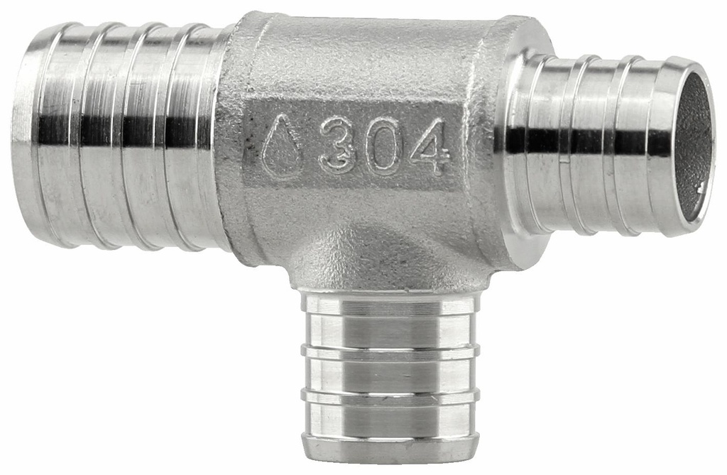 SSPEX-T100707 - '1" x 3/4" x 3/4" 304SS Crimp PEX Tee - F1807'