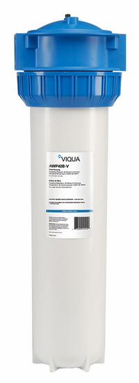 FILTER HOUSING, 20", 1" FNPT WHITE/BLUE 3 PC. PRES. RELEASE HEAD, c/w WRENCH, MTG. BKT.
