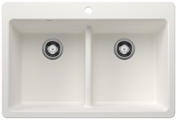 [1217249] Liven 33 2 Bowl Dual Mount Low Divide Silgranit Kitchen Sink