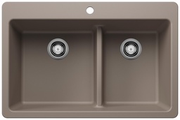 [1217242] Liven 33 1.75 Bowl Dual Mount Low Divide Silgranit Kitchen Sink