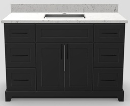 [2570423] 48" Standard Vanity Modern Shaker with Slim Handles and Widespread Quartz Top