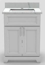 [2575004] 24" Shallow Vanity Bellrose with Bar Handles and 1-Hole Quartz Top