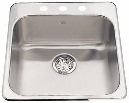 [4403020] Steel Queen 20" 3-Hole 1 Bowl Drop-In Kitchen Sink