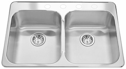[4404013] Steel Queen 31-1/4" 4-Hole 2 Bowl Drop-In Kitchen Sink