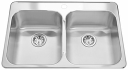 [4404014] Steel Queen 31-1/4" 1-Hole 2 Bowl Drop-In Kitchen Sink