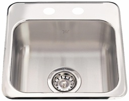 [4405035] Steel Queen 15-1/8" 2-Hole 1 Bowl Drop-In Bar/Prep Sink