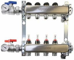[1819927] Stainless-steel Manifold Assembly, 1 1/4" with flow meter, B&I, ball valve, 4 loops