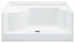 [3990280] 48" x 37-1/2" Center Drain Shower Base with RH Seat & 21" Knee Wall