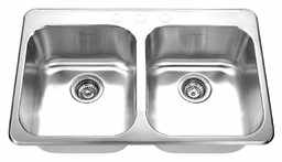 [4421050] 3-Hole 2 Bowl Drop-In Sink 8" Deep