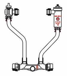 [2312856] N/L 15"H 1" COPPER STR - 1" CB x 1" DP - F/PORT B/V & F/PORT B/V - TALL CAPS