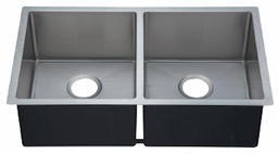 [4424080] 2 Bowl Undermount Stainless Steel Sink with Flush Divide